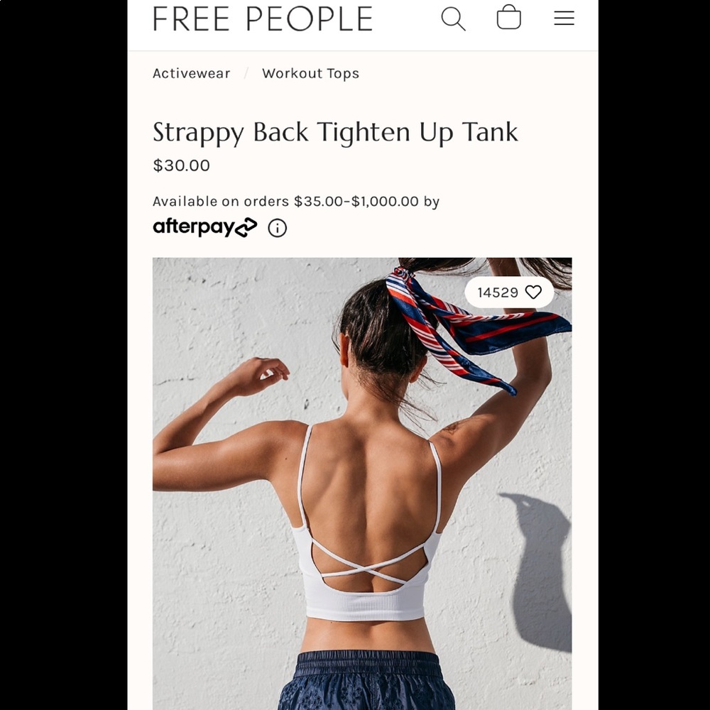 Free People Strappy Back Tighten Up Tank White
